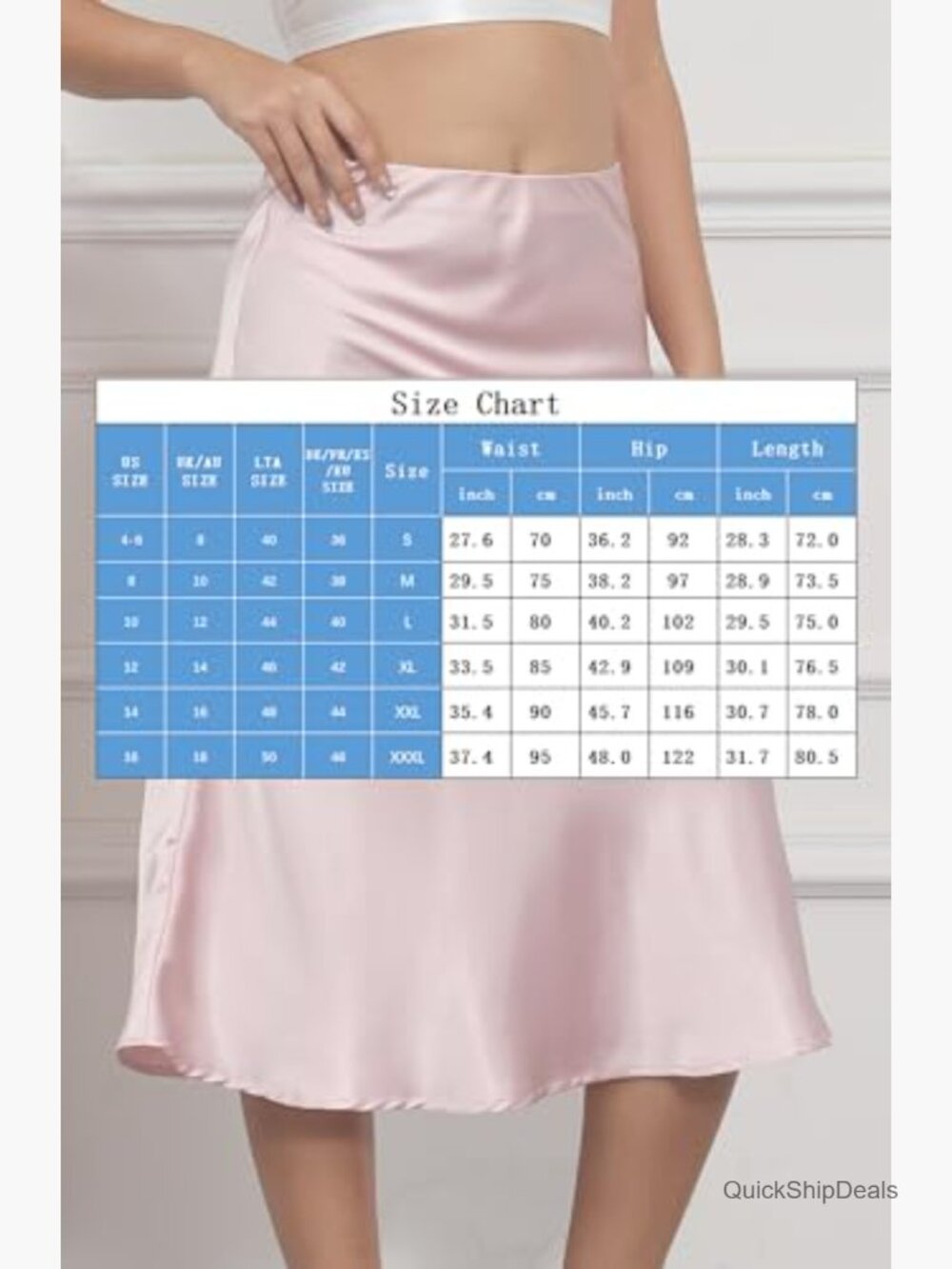 Silky Satin High Waist A Line Midi Skirt Elastic Pull On - Picture 6 of 7